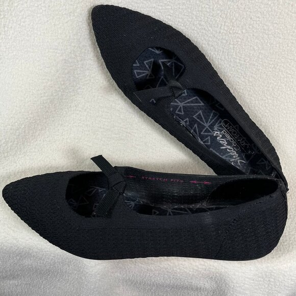 NWOT Skechers Memory Foam Flats Black Point Toe Flat Shoes Size 8.5 - Picture 3 of 9
